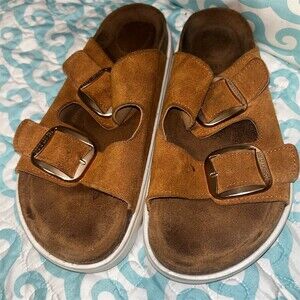 Project Cloud Platform Slide Sandals Womens US 11 Cognac Brown Double